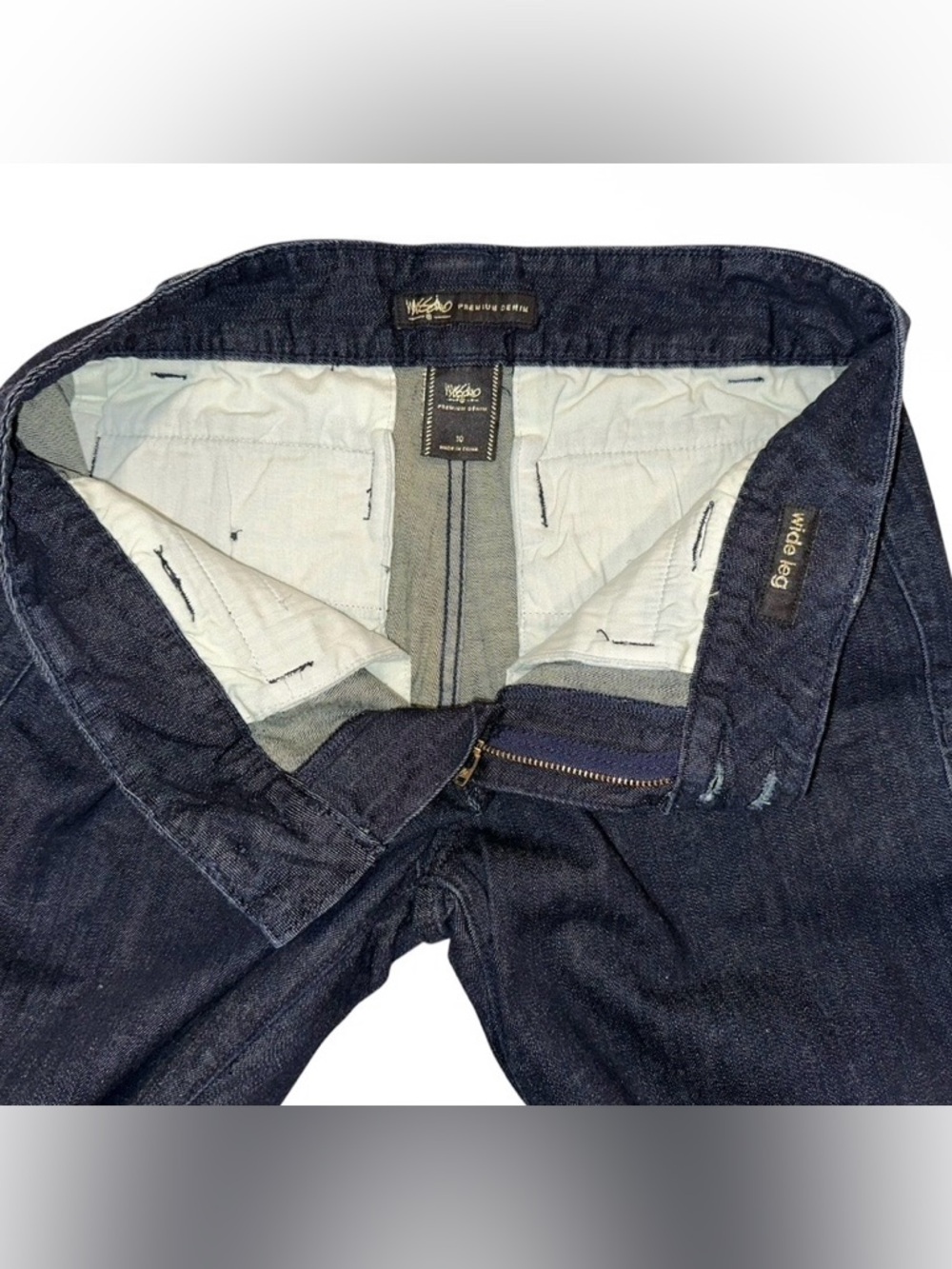 Mossimo Y2K Flare Jeans Low Rise Wide Leg Dark Blue Stretch Premium Denim Sz 10 - Picture 5 of 9